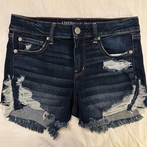 American Eagle dark blue jean stretchy shorts